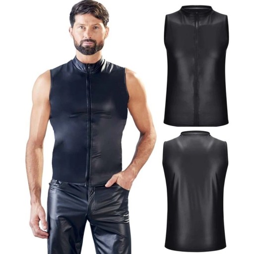 Herretanktop i imiteret læder T1992