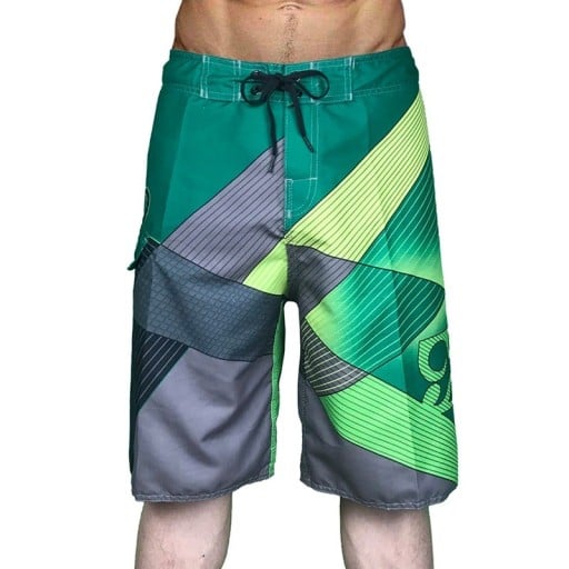 Herrgröna-grå surfshorts med geometrisk tryck badbyxor med snörning och sidoficka lös passform knälängd