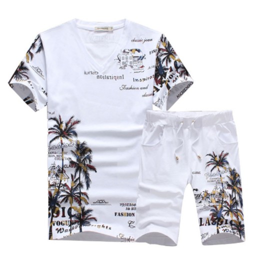 Herrset med palmer - T-shirt och shorts J1562