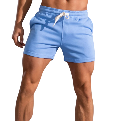 Herrshorts i bomull för sommaren, sportiga shorts med dragsko, bekväma fitnessshorts för träning