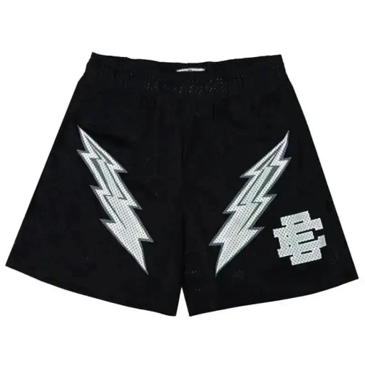 Herrshorts i mesh med lösvikt, sommarshorts med resår i midjan och blixtmönster