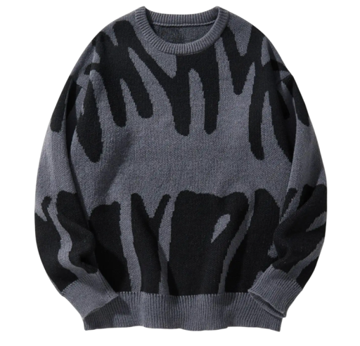 Herrtröja med oregelbundet mönster Lätt rundad hals Modern höst- och vinterstickad tröja Polyester Flera färger