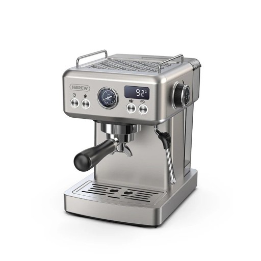 HiBREW H10A poloautomatický espresso kávovar 20 Bar s nastavitelnou teplotou, 58mm portafilterem, kovovým pouzdrem na horkou i studenou kávu