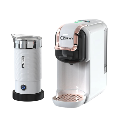 HiBREW H2B 5in1 macchina da caffè a capsule multiple 20Bar con montapanna per caffè caldo e freddo compatibile con capsule DG, Nespresso, ESE Pod e caffè macinato