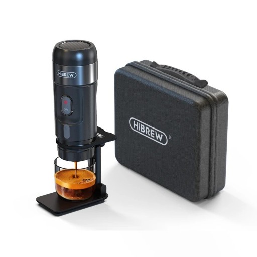 HiBREW H4A hordozható kávéfőző autóba és otthonra DC12V espresso kávéfőző, amely kompatibilis Nespresso Dolce Pod kapszulákkal és őrölt kávéval, EU csatlakozó