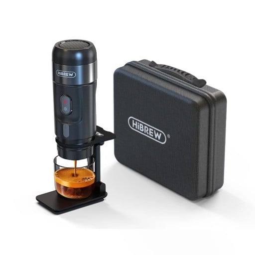 HiBREW H4A prenosný kávovar do auta a domácnosti DC12V espresso kávovar kompatibilný s Nespresso Dolce Pod kapsulami aj mletou kávou EU zásuvka