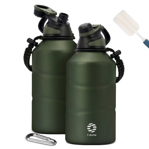 High-capacity sports flask 1900 ml with magnetic rubberised lid Stainless steel rope handle for sports and tourism