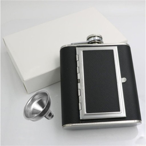 Hip Flask with Cigarette Case