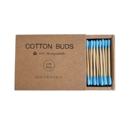 Hisopos de algodón, de madera, de dos puntas, 200 uds. en caja