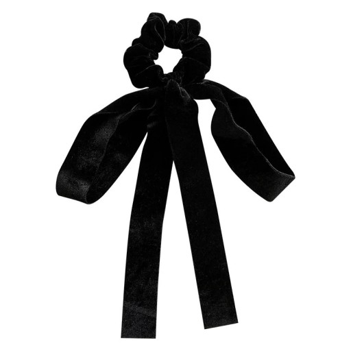 Hiuslenkki rusetilla, musta Samettinen hiuslenkki Elegantti asuste Tyylikäs rusetti Muodikas hiuskoristeena Hellävarainen hiuksille