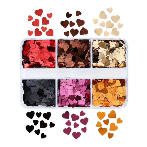 Hjerteformede paljetter 3-4 g 6 farver Farverige konfetti til dekoration Smykkeproduktion Scrapbooking Negle DIY pynt Kunst og håndværk