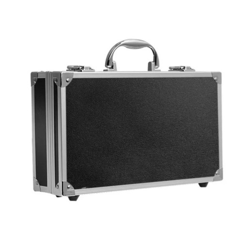 Hliníkový kufr na nářadí Nárazuvzdorný přepravní box 30 x 17 x 8 cm Hliník s pěnovou vložkou Černo-stříbrná Na přístroje a vybavení