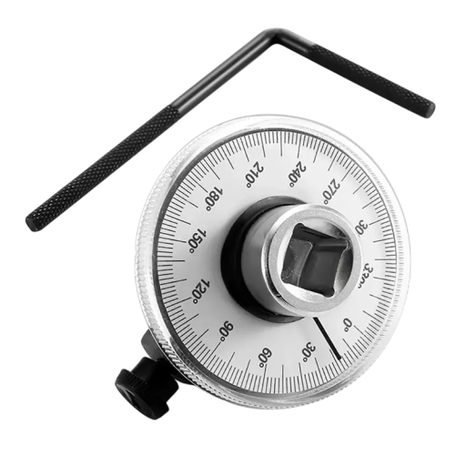 Hoek- en koppelmeter 360° met 1/2 inch aandrijving van chroom-vanadiumstaal zilveren goniometer voor het aandraaien van schroeven bij autoreparaties
