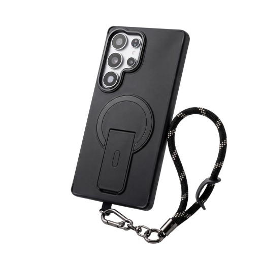 Hoesje voor Samsung Galaxy S24+ Ondersteuning voor draadloos opladen Uittrekbare standaard Polsbandje Beschermhoes voor mobiel