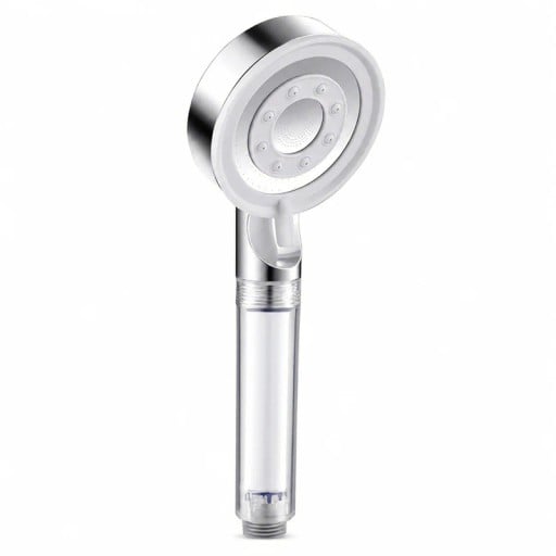 Hoge druk douchekop met filter 5 spuitstanden instelbare doorstroming chroom zilver lengte 22,5 cm voor de badkamer om te douchen