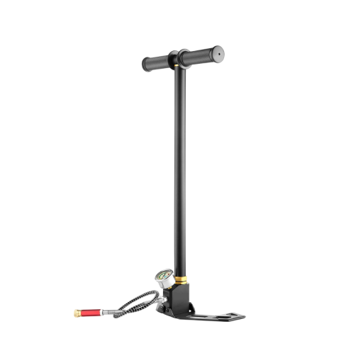 Hogedruk handpomp 4500 psi 3-traps 625–1070 mm zwarte pomp voor banden en ballen met manometer en slang