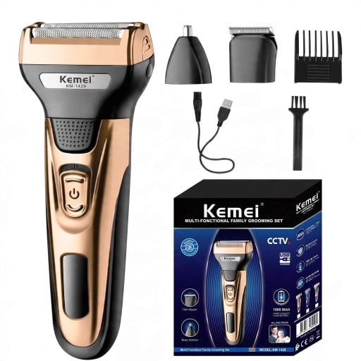 Holiaci strojček pre mužov 3v1 Planžetový holiaci strojček Zastrihávač brady aj chĺpkov v nose a ušiach Čepele z uhlíkovej ocele Na tvár