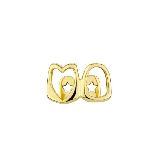 Hollow Heart Shaped Dental Grillz 18x11mm Hip Hop Biżuteria dla kobiet Złoty metalowy dodatek stomatologiczny do codziennego noszenia i sesji zdjęciowej