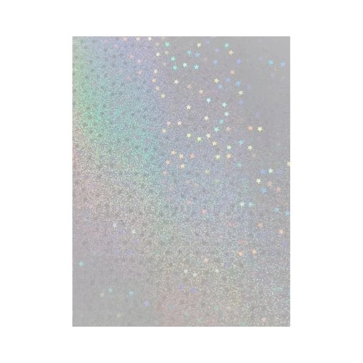 Holografiska självhäftande papper stjärneffekt 10,5x7,4 cm syntetiskt papper silverlaminering kall för dekorativa applikationer
