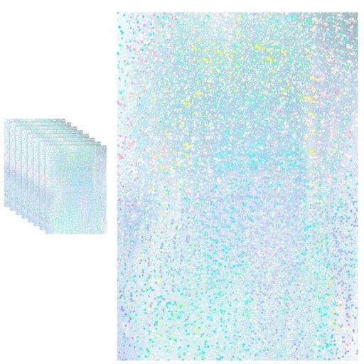 Holographic Self-Adhesive Vinyl Sheets A4 29.7 × 21 cm Waterproof Glitter Sheets with Polka Dot Pattern 10 pcs for Decoration