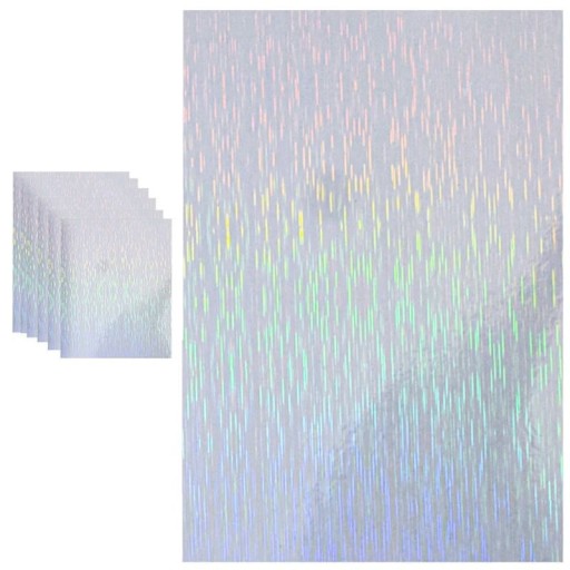 Holographic Self-Adhesive Vinyl Sheets A4 29.7 × 21 cm Waterproof Glitter Sheets with Rainbow Stripe Pattern 10 pcs Decoration