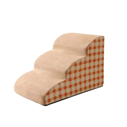 Honden- en kattentrap met ruitpatroon 3 treden 40x55x35 cm textiele trap naar bed en bank