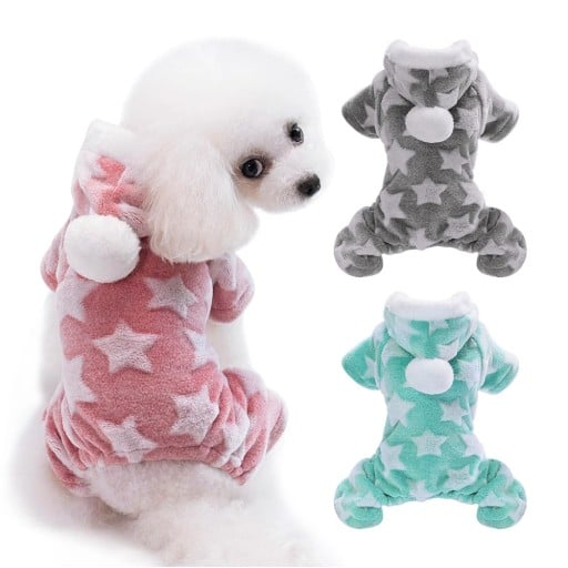 Hondenpyjama met capuchon Fleece 2,5 - 3,5 kg Warme kleding voor kleine honden en puppy's Zachte fleecepyjama Comfortabele snit Stijlvolle