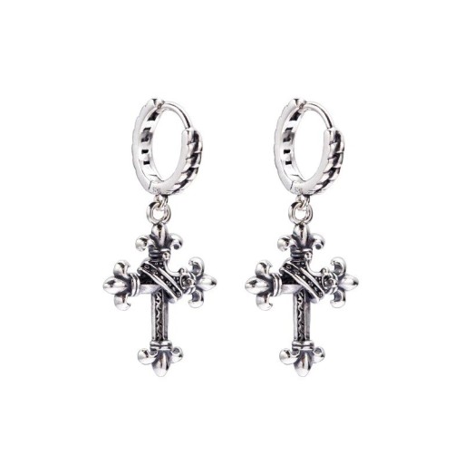 Hoop Earrings with Cross G1383