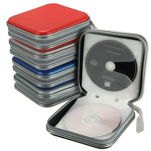 Hordozható 40 db-os CD és DVD tok, cipzáras tárolódoboz, négyzet alakú lemezrendező, lemeztartó, otthoni CD-tároló, lemeztok, archiváló