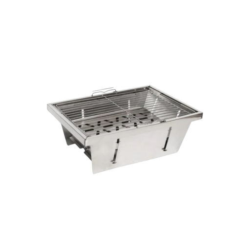 Hordozható faszenes grill 36 x 25 x 14,5 cm Rozsdamentes acél Kemping BBQ grill Asztali grill kertbe piknikhoz utazáshoz Ezüst