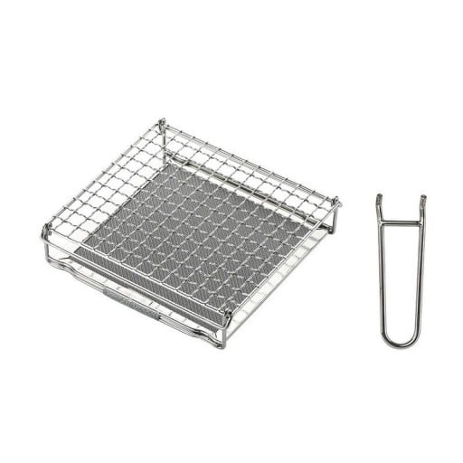 Hordozható gázgrill 16,5 x 16 x 4 cm Rozsdamentes acél fogantyúval Kemping mini grill Kültéri asztali grill utazáshoz piknik Ezüst