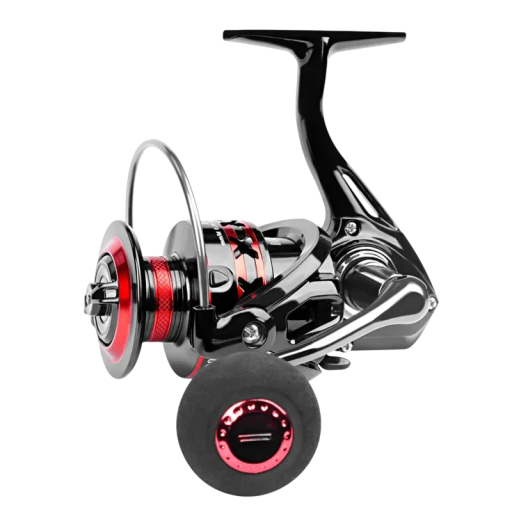 Horgászorsó 5000 5,0:1 áttétellel 12 kg fékerejő Fém orsó és ötvözet fogantyú Fekete-piros spinning orsó pergetéshez