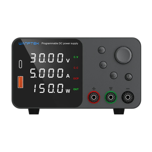 Horisontal laboratoriestrømforsyning 30V 5A 150W Justerbar DC-strømforsyning OVP OCP-beskyttelse LED-display Udgangskontakt Ventilator Kabler