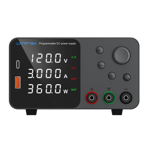 Horizontal Laboratory Power Supply 120V 3A 360W Adjustable DC Power Supply OVP OCP Protection LED Display Cooling Fan Output Switch