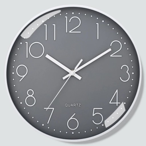 Horloge murale silencieuse 20 cm Plastique Verre Cadran en relief 3D Sans tic-tac Horloge silencieuse pour appartement Bureau Cuisine Salon