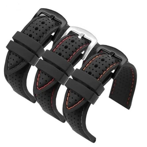 Horlogeband 20 mm Zacht siliconen rubber sportwaterdicht ademend band met snelle bevestiging en zilveren gesp voor de meeste platte