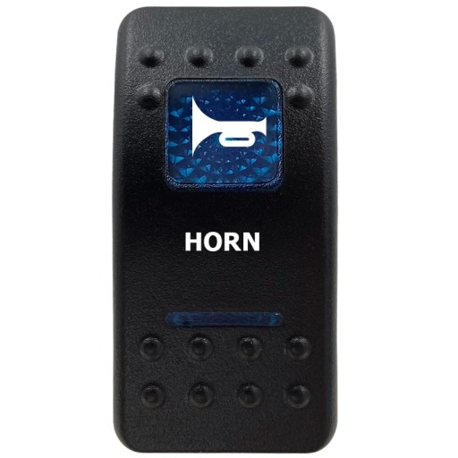 HORN kolébkový spínač eenpolig waterdicht 12V met blauwe LED-verlichting, zwarte ON/OFF schakelaar voor autoklaxon, boot en 4x4