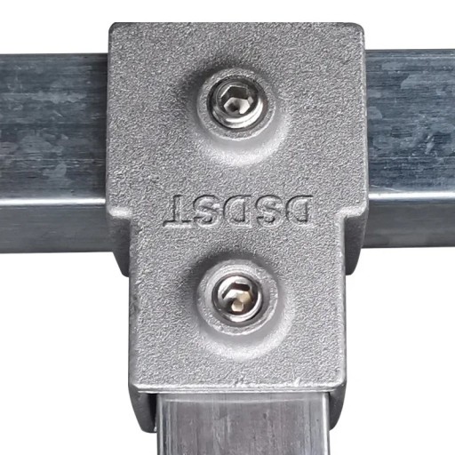 Hörnsammanfog för fyrkantig profil genomgående T-fog 25 × 25 mm aluminium tvåskruvs för fast sammankoppling av profilkonstruktioner