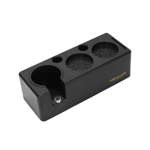 Houder voor tamper en portafilter 51–54 mm met 2 openingen voor tamper, 1 voor portafilter en 2 voor borstels Organisator van ABS kunststof