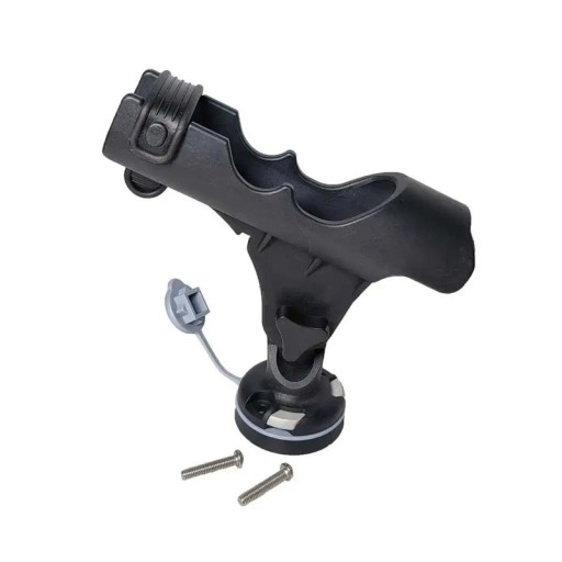 Houder voor vissershengel met ronde basis voor kajak, boot, PVC boot en vlot Verstelbaar 360° ABS kunststof met roestvrijstalen schroeven tegen slippen