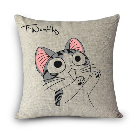 Housse de coussin avec un mignon petit chat J3400