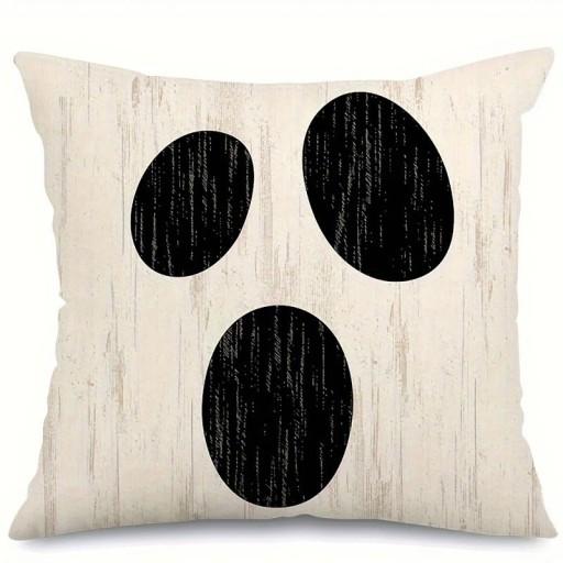 Housse de coussin d'Halloween Housse décorative amusante avec zip Housse de coussin blanche unie avec motif de fantôme 50 x 50 cm