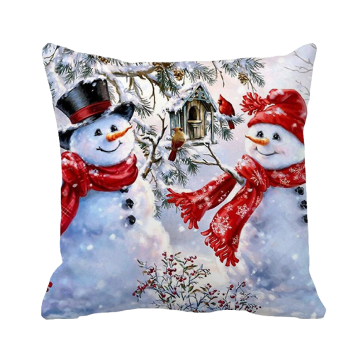 Housse de coussin de Noël bonhomme de neige