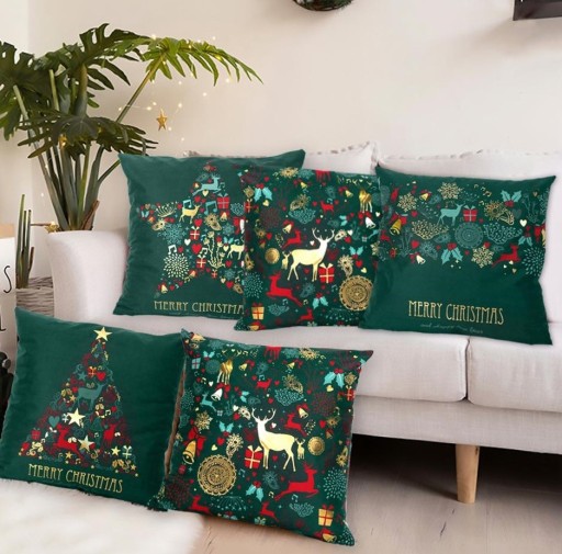 Housse de coussin de Noël verte
