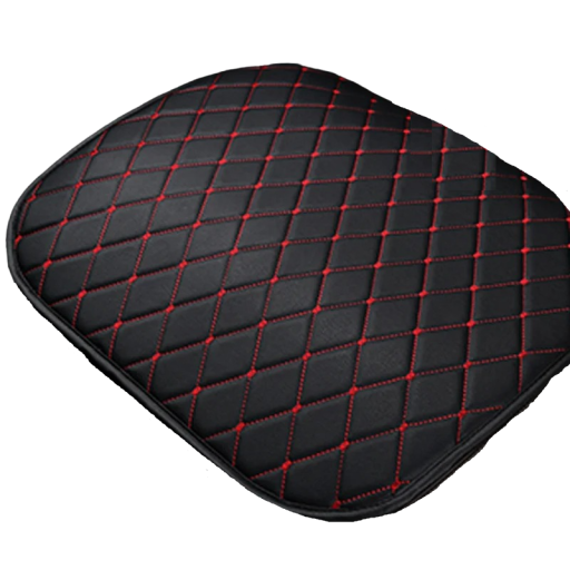 Housse de siège auto en cuir Housse pour sièges avant de voiture avec surpiqûres rouges Coussin de siège en cuir pour voiture 50 x 53 cm