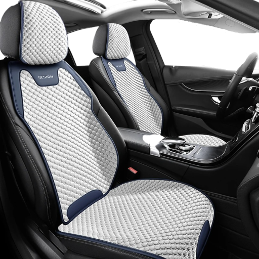 Housse de siège auto respirante Housse de siège avant Bleue Tapis antidérapant pour siège auto Universel