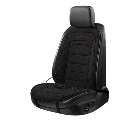 Housse de siège chauffante avec appui-tête Tapis chauffant protecteur pour siège Housse électrique pour voiture avec régulation de température 12V Voyage d'hiver confortable