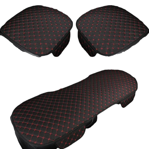 Housse en lin pour sièges avant et arrière de voiture Housse de siège de voiture Coussin de voiture 3 pièces Taille universelle