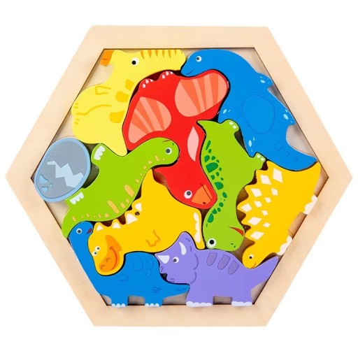 Houten 3D puzzels dinosaurussen 18.5 x 16.5 cm Educatief bouwspeelgoed voor kinderen Ondersteuning van denken Motoriek Leuk leren met een prehistorisch thema