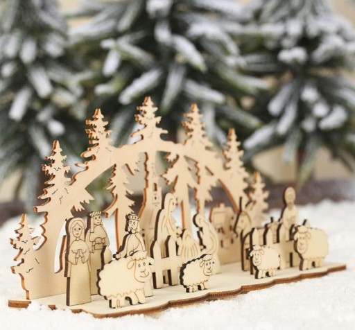 Houten decoratieve kerststal